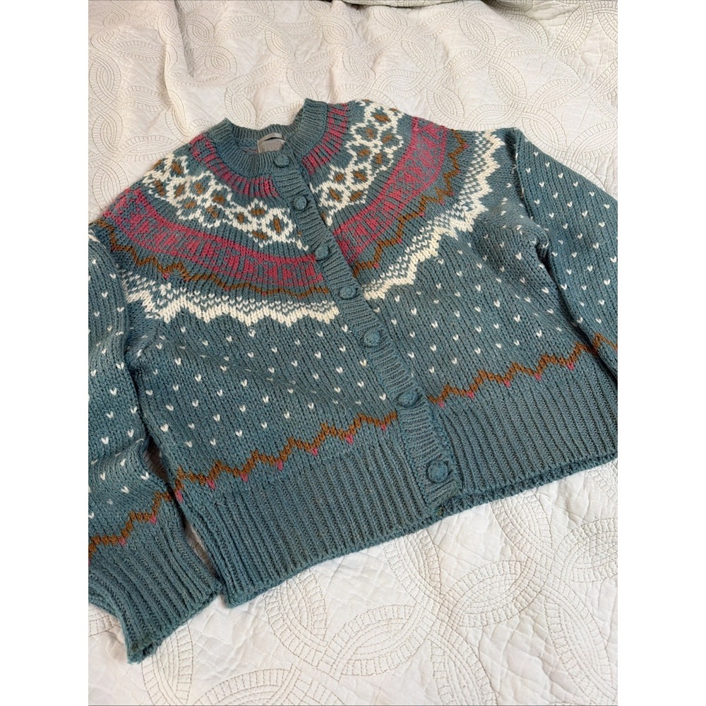 Vintage IVY Hand Knit Fair Isle Cardigan from 1989 Women's Small